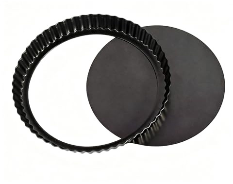 PONIXA Moule à tarte aux fruits avec fond amovible anti-adhésif en acier au carbone pour tartes, tartes, quiches, brownies (10 inch Round)