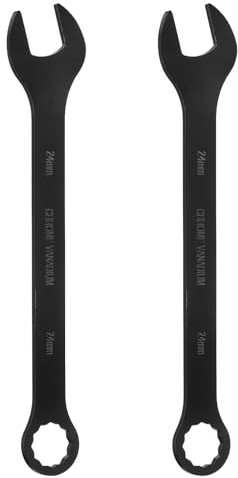 sourcing map 2pcs Metric Combination Wrench 24mm CR-V Steel 12-Point Box & Open End Double Ended Wrenches Spanners Tools for Household Automotive Machinery DIY Repair, Black