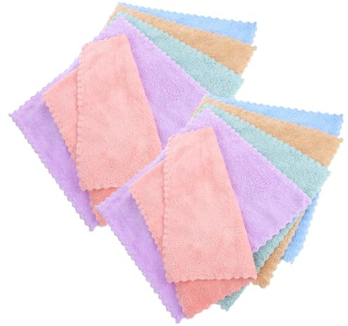 Hoement 10pcs Coral Fleece Washcloths and Adults, 30x30cm Ultra Soft Microfiber Face Towels, Makeup Remover Cloths, Bathroom and Shower Wash Cloths Set