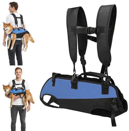 Hunde Tragegeschirr,Vollkörper Hundsitztrage mit verstellbaren | Gurten und Kontrollgriff,Hundegeschirr Rucksack für Große Hundes,Atmungsaktiver Unterstützung Rucksack für ältere,Verletzte