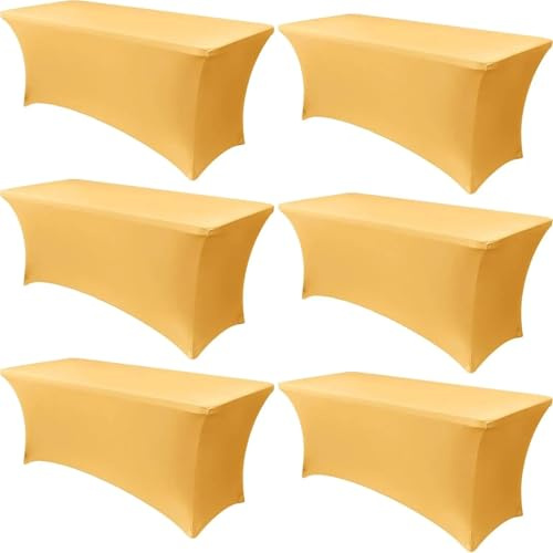SNGUOQ Set med 6 stretchiga matbordsöverdrag i spandex för bord, 1,80 m, universellt rektangulärt skydd för mässor, evenemang