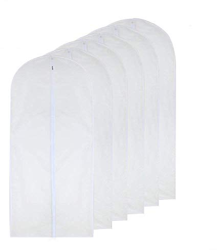 HomeClean Kleidersack Durchsichtig 60cm x 100cm Anzug Tasche Mottenfest Kleidersäcke Weiß Atmungsaktiv Voller Reißverschluss Staubschutz für Anzug Tanzkleidung Schrank Packung mit 6