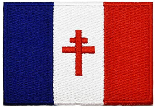 ecusson drapeau THERMOCOLLANTfrance croix de lorraine de gaulle 8x5,5cm patche insigne
