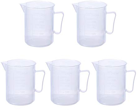 Othmro 250ml Plastic Measuring Cup, Graduated Beaker Measuring Jug with Handle Liquid Container for Baking Cooking Kitchen Lab Measure Tool 5pcs
