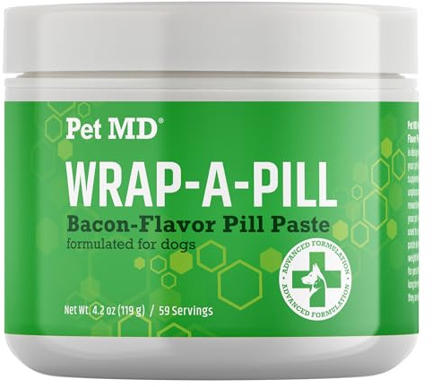 Pet MD Wrap A Pill Bacon Flavour Pill Paste for Dogs - Create a Pocket to Hide Pills and Medication - 59 Servings