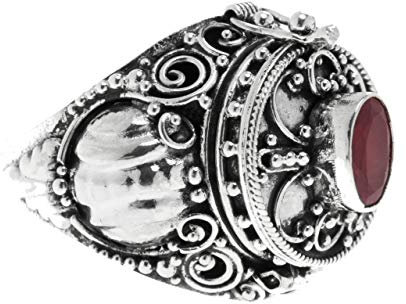 WINDALF Mittelalter Giftring ARONA 19 mm Echter Granat Handarbeit aus 925 Sterlingsilber (Silber, 56 (17.8))