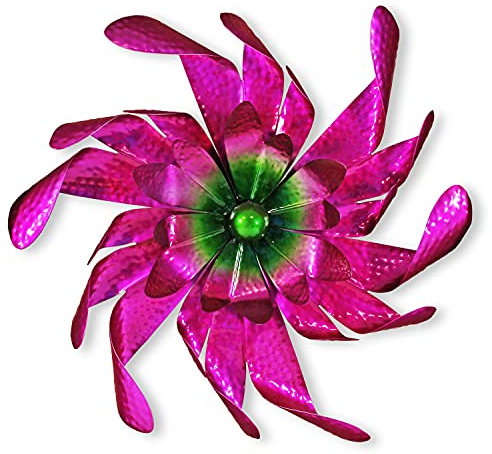 Windrad Metall Pink Shiny Windmühle Garten Deko Metall groß Windspiel Gartenstecker 44 cm Flügel x 170 cm