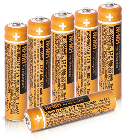 6 Pack HHR-55AAABU 550mAh NI-MH AAA Rechargeable Batteries 1.2V AAA Rechargeable Battery for Panasonic BT Gigaset Cordless Phones