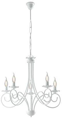 Be Light Araña de suspensión en Hierro Blanco Shabby Cinco Luces 57x h60 cm