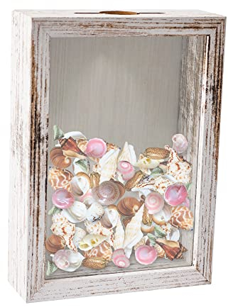 GraduationMall Marco de caja de sombra de 5 x 7 pulgadas con ranura, caja de memoria, caja de memoria de corcho de vino, caja de almacenamiento de recuerdos de carga superior, color blanco