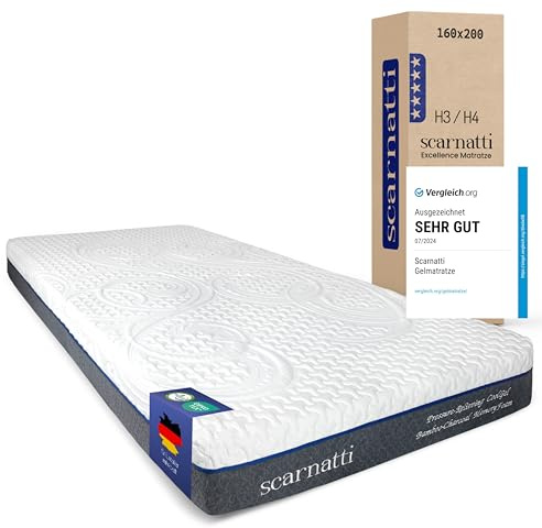 Scarnatti Matratze Gelmatratze mit Druckentlastung H3/H4 (Matratze 160x200cm, Höhe 18 cm)