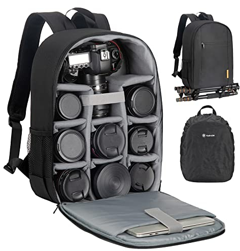 TARION Kamerarucksack Klein Fotorucksack Kameratasche: Kamera Rucksack Kompakt Kamerarucksäcke Leicht Foto Rucksäcke Spiegelreflex mit Wasserdicht Regenschutz für Spiegelreflexkameras(Schwarz M)
