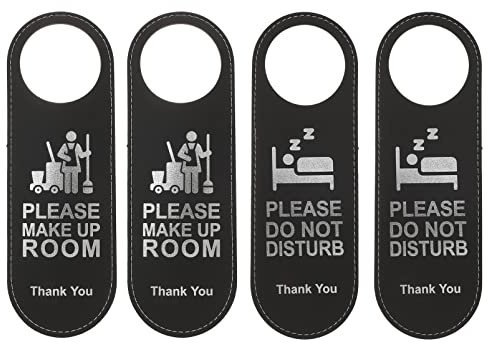 NUOBESTY 4 Stück Türanhänger Doppelseitiges Türschild Aus Pu-Leder Türhänger „Bitte Nicht Stören“ Und „Bitte Zimmer Reinigen“ Für Hotelzimmer Gästezimmer Zuhause 9.45 X 3.15 X 0.12 Zoll