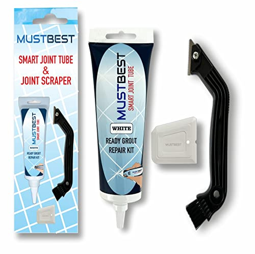 Mustbest Tile Mörtel Reparaturen Erneuerungen Füllrohr & Gelenkschaber - 13,4 oz - Weiß, schnell trocknende Fliesenmörtel Reparaturkit, RESTORE UND RENURUE FURSE FUGS LINE, (Accessoires, Set)