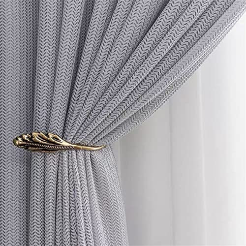 KEKUYA 2 er Set Wohnzimmer Gardinen,Voile Gardinen Vorhang halbtransparent mit Ösen Gardinen Modern für Schlafzimmer Balkontür Luftige Gardinen, Graue Mulde B140×H260cm