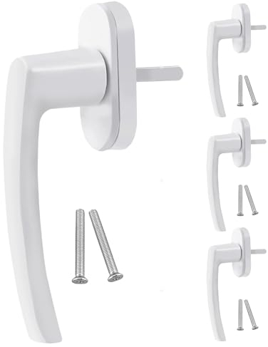 HOMURY 4 maniglie per finestre in alluminio: maniglia per finestra, maniglia di sicurezza, maniglia in alluminio massiccio con 8 viti per finestre, porte del patio e porte del balcone (bianco)