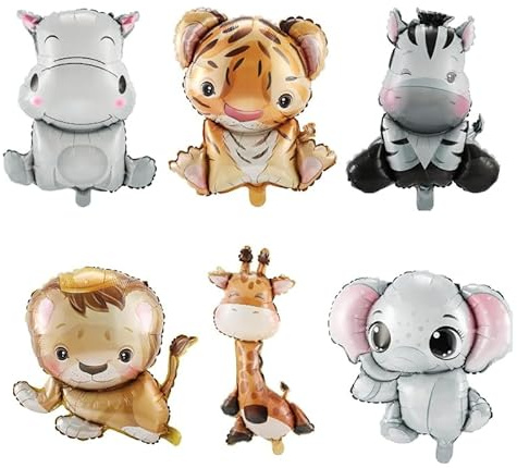 Waldtier Luftballons 6 Pcs Luftballon Waldtier Luftballons Safari Folienballon Luftballon Kindergeburtstag Luftballons Dschungel Folienballon Geeignet für Dschungel-Geburtstagsparty-Dekorationen