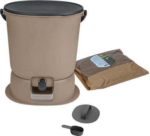 Skaza - Compostador Bokashi Essential 15,3L +1 kg Brain+Base-Capuccino