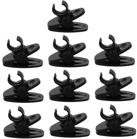 Levemolo 10pcs Black Lavalier Microphone Clips Compatible with 8mm Microphones Abs Material Rotatable Design Secure Grip for Recording and Video Use