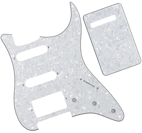 Pickguard und Tremoloabdeckung Set Set Aus ST SSH/HSS E-Gitarren-Schlagbrett-Rückplatte Weiß 4-lagig Und Schrauben Für Gitarrenteile