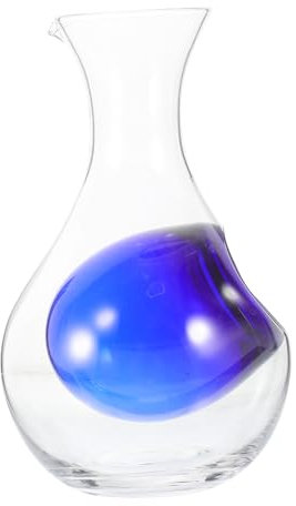 Ciieeo Decantador De Vidrio 400ml Vertedor De Vino Con Cavidad De Hielo Jarra De Vino Azul