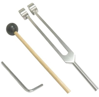 Stimmgabel, Stimmgabel für Heilung, 128 Hz Heilungsgerät Stimmgabel für Stimmgabel Therapie Medizinisch Neurologie, Gewichtete Stimmgabeln mit Hammer für Klangtherapie Meditation(Silver)