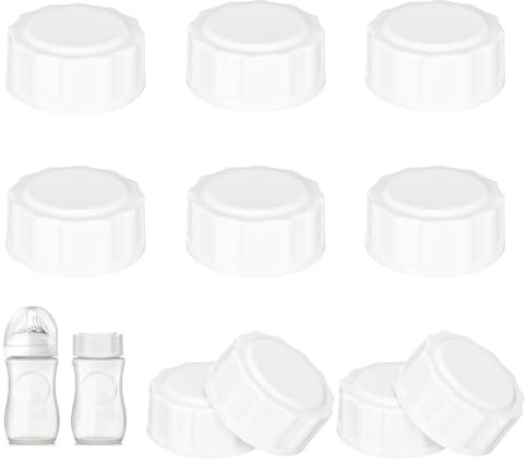 Pack of 10 Travel Bottle Caps for Philips Avent Bottle Glass Bottles (5 cm White), Anti-Colic Lid with Sealing Ring, Baby Bottle Caps Bottle Lid Accessories for Travel & Storage