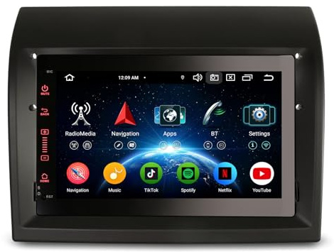 Erisin 8-Core 4GB+64GB Android 14 GPS Navegación Estéreo de Automóvil para Fiat Ducato Citroen Jumper Peugeot Boxer 7 IPS Soporte Wireless CarPlay Android Auto DSP Bluetooth WiFi 4G Dab+ OBD2 Canbus