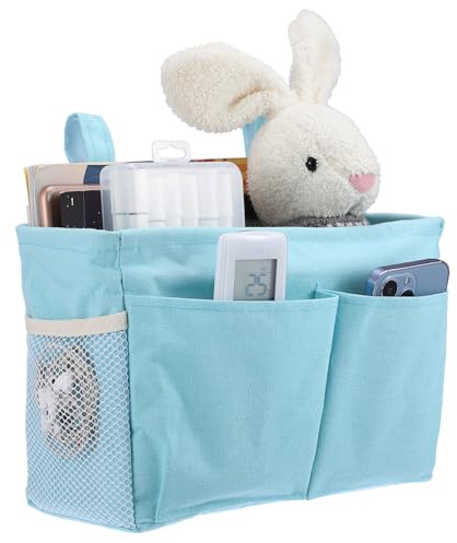 IGNPION Canvas Bettkasten Betttaschen Körbe Hängend Verstellbares Band Schlafsaal Bett Organizer Caddy Mehrzweck-Hängetasche (Blau)