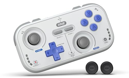 IINE Retro Pocket,Controller di Gioco Wireless Compatto con Joystick Hall Effect, Pulsanti Personalizzabili, Frequenza di Polling 1000Hz, Compatibile con PC/Smartphone/Tablet/Console (Grigio)