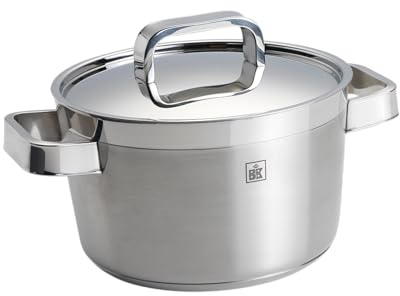 BK Conical Profi 18/10 Edelstahl Ø24 cm Suppentopf, mit Edelstahldeckel, Induktionsgeeignet, Backofenfest bis 230 °C, Spülmaschinenfest, Silber | 18/10 Edelstahl, Edelstahldeckel, Induktion, backofenfest bis 230 °C, spülmaschinenfest
