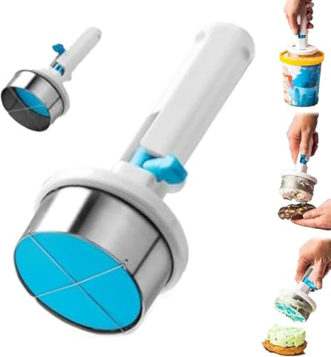 Freuqenci One-Hand Ice Cream Sandwich Scooper, Ice Cream Sandwich Maker Tool, Effortless and Fun Treats Maker, Ice Cream Scoop for Creative Ice-Cream Burger Making for Kitchen, Dessert Shop (1pcs)