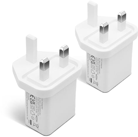 Oxzeewee 2PCS UKCA 5V 2A USB Portable Charger AC DC Adapter Universal Travel Wall Plug for Phones, Tablets, Bluetooth Speakers, Smart Watches, MP3 Players, Headphones, and More