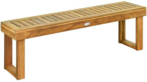 FANTASK Sitzbank ohne Rückenlehne, 2-Sitzer Gartenbank wetterfest, Parkbank, Balkonbank aus Massivholz bis 360kg belastbar, Holzbank für Garten, Balkon & Terrasse, 132 x 34 x 43,5 cm