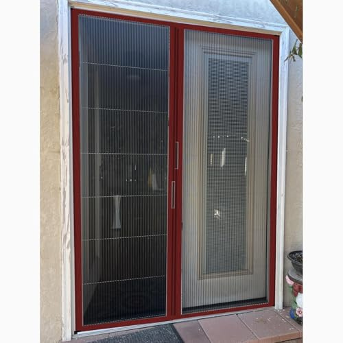 Magnetic Fly Screen Door Self-Adhesive Retractable Screen Doors for Double Door, Aluminum Framed with Fly Folding Door, Multi-Functional Magnets Mesh Bedroom Kitchen Door(180x195cm)