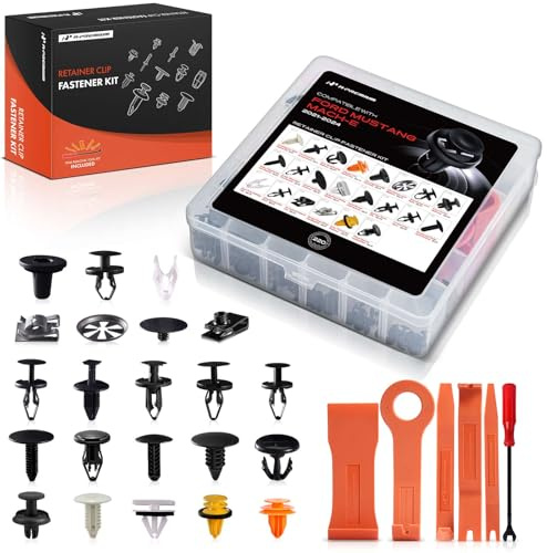 A-Premium 220PCS (42.56 oz/22 Sizes) Bumper Retainer Clips w/Removal Tool Compatible with Ford Mustang Mach-E 2021-2024 Fender Liners Fasteners Assortment Molding Clips Door Panel Push Pin Rivets Set