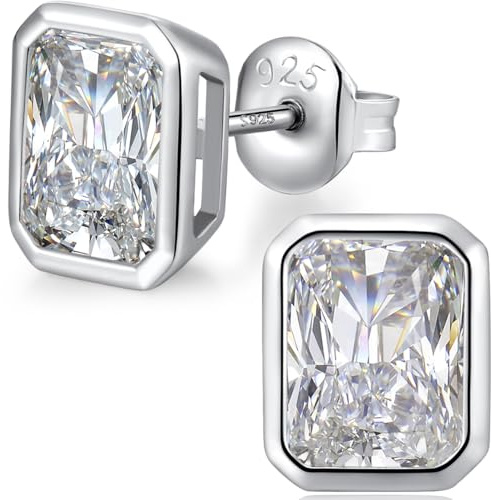 Pendientes Hombre Pendientes Diamante Hombres Plata Pendiente Circonita 18K Oro Blanco Brillante Pendiente Diamante Circonita Mujer Hombre Plata De Ley s925 25