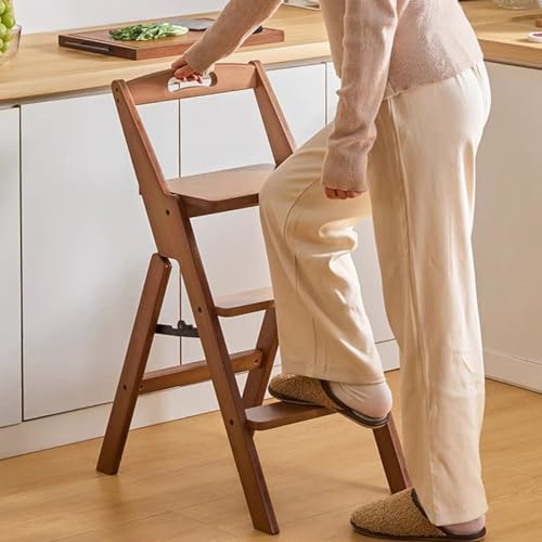 Escabeau 3 marches larges, chaise pliante légère, escabeau portable, tabouret de sécurité pour la maison, marchepieds pliants en bois