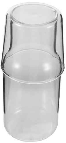 DIYEAH Juego de 2 Jarra y Vaso de Vidrio para Noche Jarra de Agua Fría y Jugos Elegante y Transparente Apta para Mesa de Dormitorio y Baño Resistente y Fácil de Limpiar
