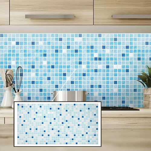 Panneaux Muraux 3D PVC | Effet Mosaïque, Bleu - 20 Panneaux - 10 m² | Pour Salon, Cuisine & Salle de Bain | Installation DIY Facile