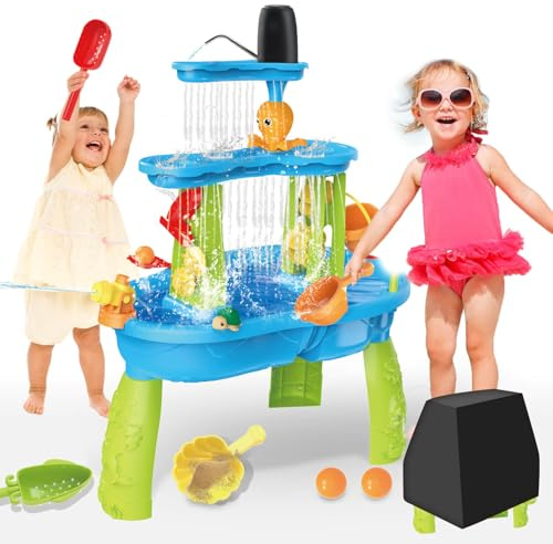 Dolanus Toys for 3-8 Year Old Boys Girls: Sand and Water Table Outdoor Water Table for Kids Gifts for Boys Girls Age 1 2 3 4 5 6 7 8 Birthday Presents Summer Garden Beach Pool Toys for Toddlers