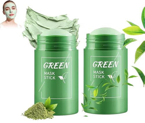 2 Pack Green Tea Mask Stick for Face,Green Tea Deep Cleanse Mask, Blackhead Remover Mask Stick,Purifying Clay Stick,Anti-Acne Oil Control & Clean Pores for All Skin Types Women and Men
