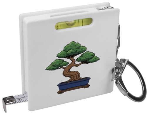 Azeeda 'Bonsai Tree' Keyring Tape Measure (KM00048610) | Mini Measuring Tool / Spirit Level for DIY, Work, Bags and Keys