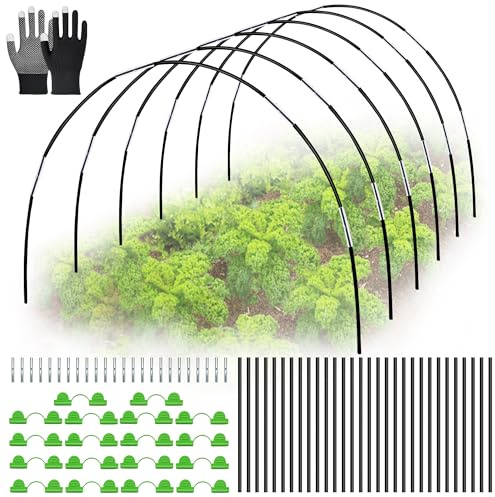 LYLIDIA 30 Folientunnel Pflanztunnel Bögen für Hochbeet, Frühbeet (Schwarz) | Hochbeet Abdeckung Fiberglasstangen, Gartenbogen Fiberglas für Kleine Gewächshaus / Garten, DIY Frühbeet Tunnel kit Zubehör