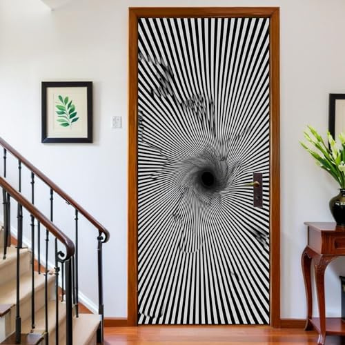 3D Türtapete selbstklebend Abstrakte geometrische Spirale Türaufkleber unheimlich Türfolie PVC Wasserfest Wandtattoo 90 x 200 cm für Schlafzimmer Wohnzimmer