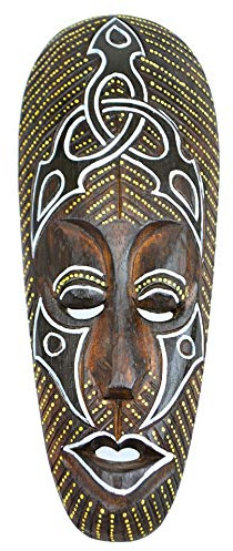 Coco Papaya Masque Africain en bois 30cm motif tribal.