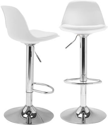 IDMarket - Set di 2 sgabelli da bar design bianchi KARL