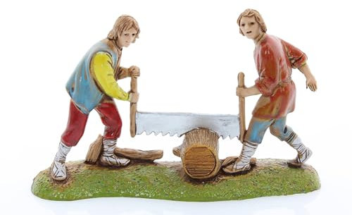 Moranduzzo Bûcherons pour Crèche de 6 cm Échelle 1:32 – Mini 6 – Figurine Incassable, Style '700, Peinte à la Main, Sculpteur M. Landi, Fabriqué en Italie
