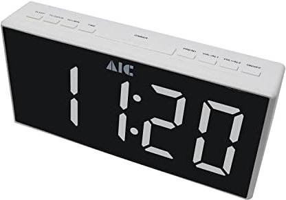 ICA AIC - Radio digitale da cucina con grande schermo, orologio da cucina, radio FM, sveglia, orologio digitale doppio allarme, schermo a LED dimmerabile a 5 livelli, senza ticchettio, bianco