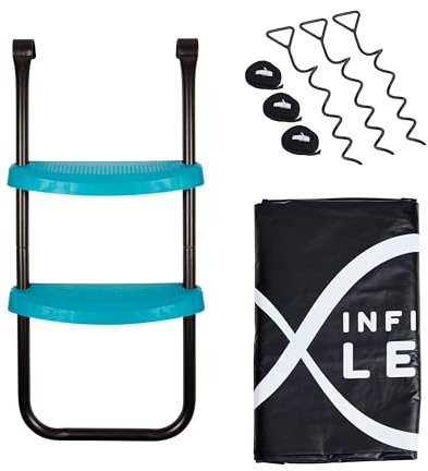 TP Toys Infinity Leap Accessory Pack - Includes Premium Powder Coated Steel Ladder With Super Grip Plastic Steps, Heavy-Duty PVC Tailored Cover and 3 Metal Anchors - Infinity Trampoline Ground Kit